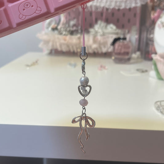 Silver Bow Phone Charm