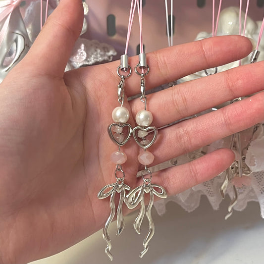 Silver Bow Phone Charm