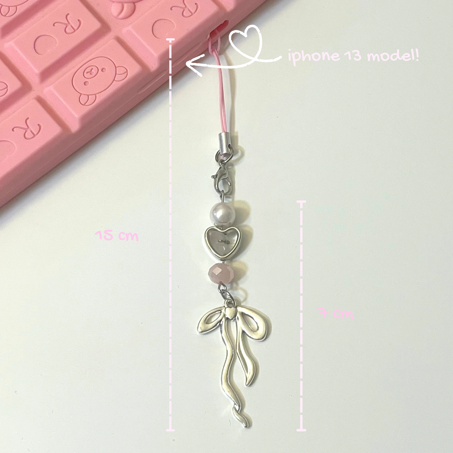 Silver Bow Phone Charm