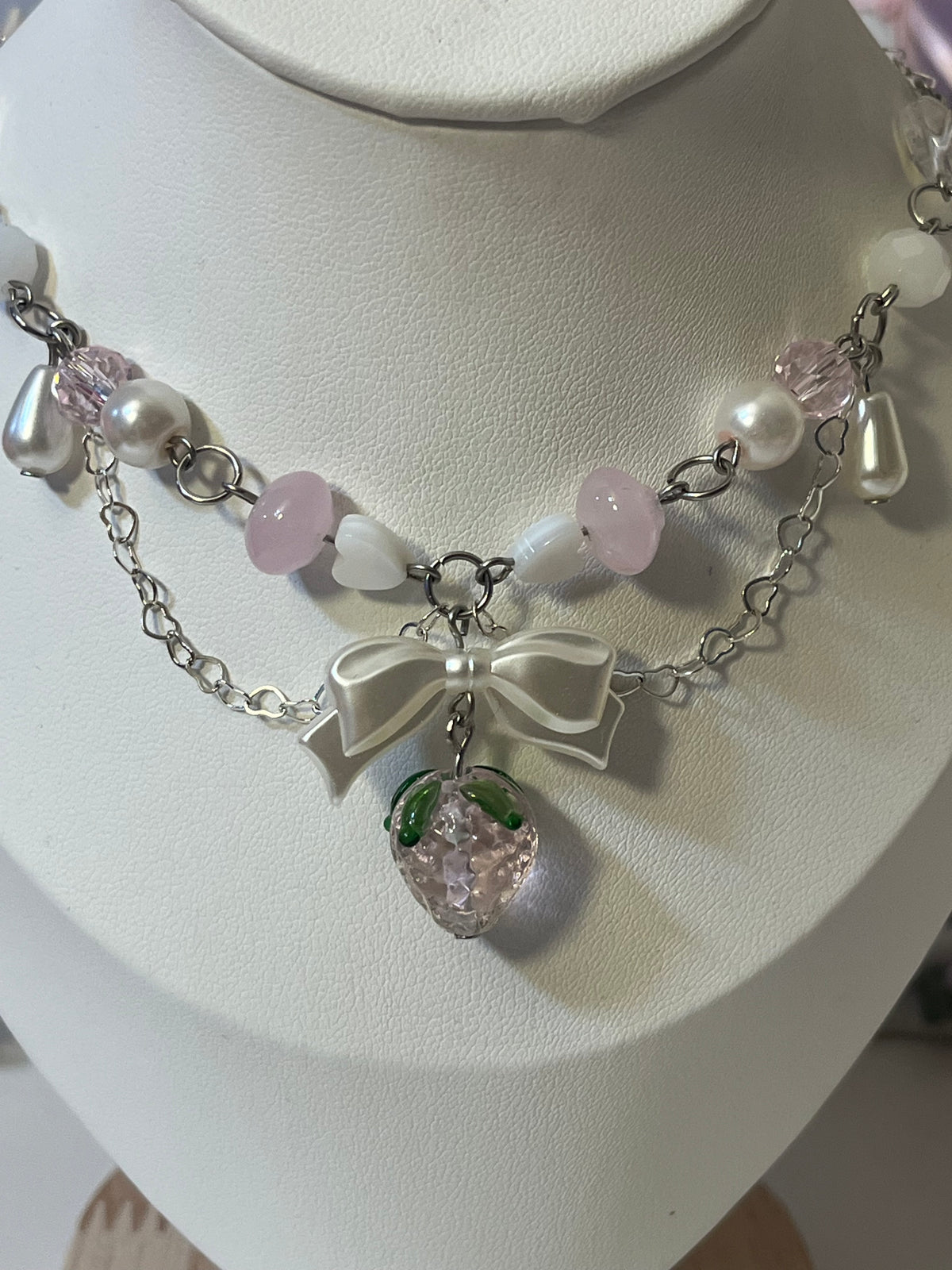 Strawberries and Cream necklace🍓