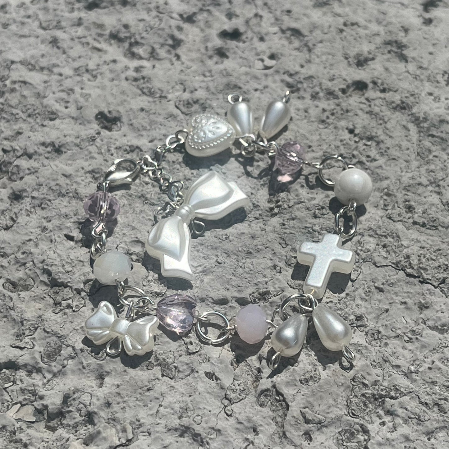 Pink Pearl Cross Bracelet!