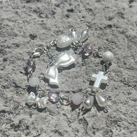 Pink Pearl Cross Bracelet!