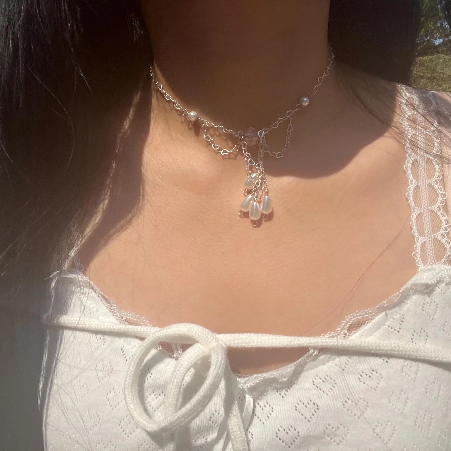 Heart Chain Bow Necklace